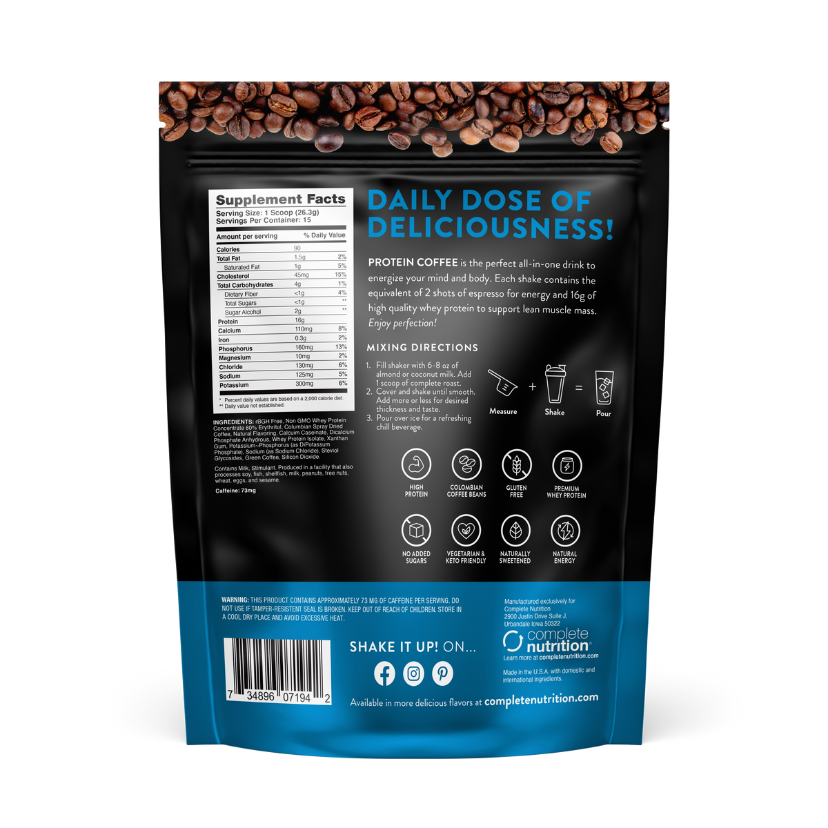Complete Roast High Protein Coffee French Vanilla All Natural