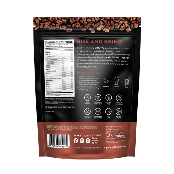 Complete Roast High Protein Coffee - Mocha Latte - Maine Blend